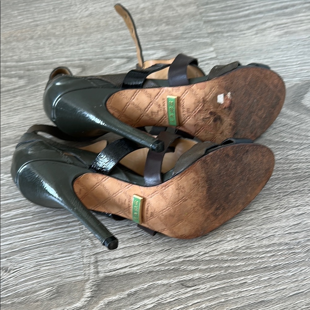 L.A.M.B. Black and Brown Leather Heels - Picture 5 of 5